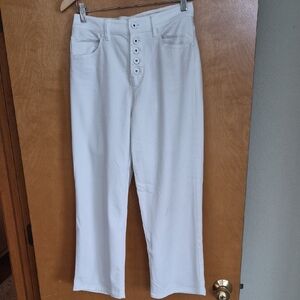 JJill White High Rise Button-Fly Crop Straight Leg Jeans 8